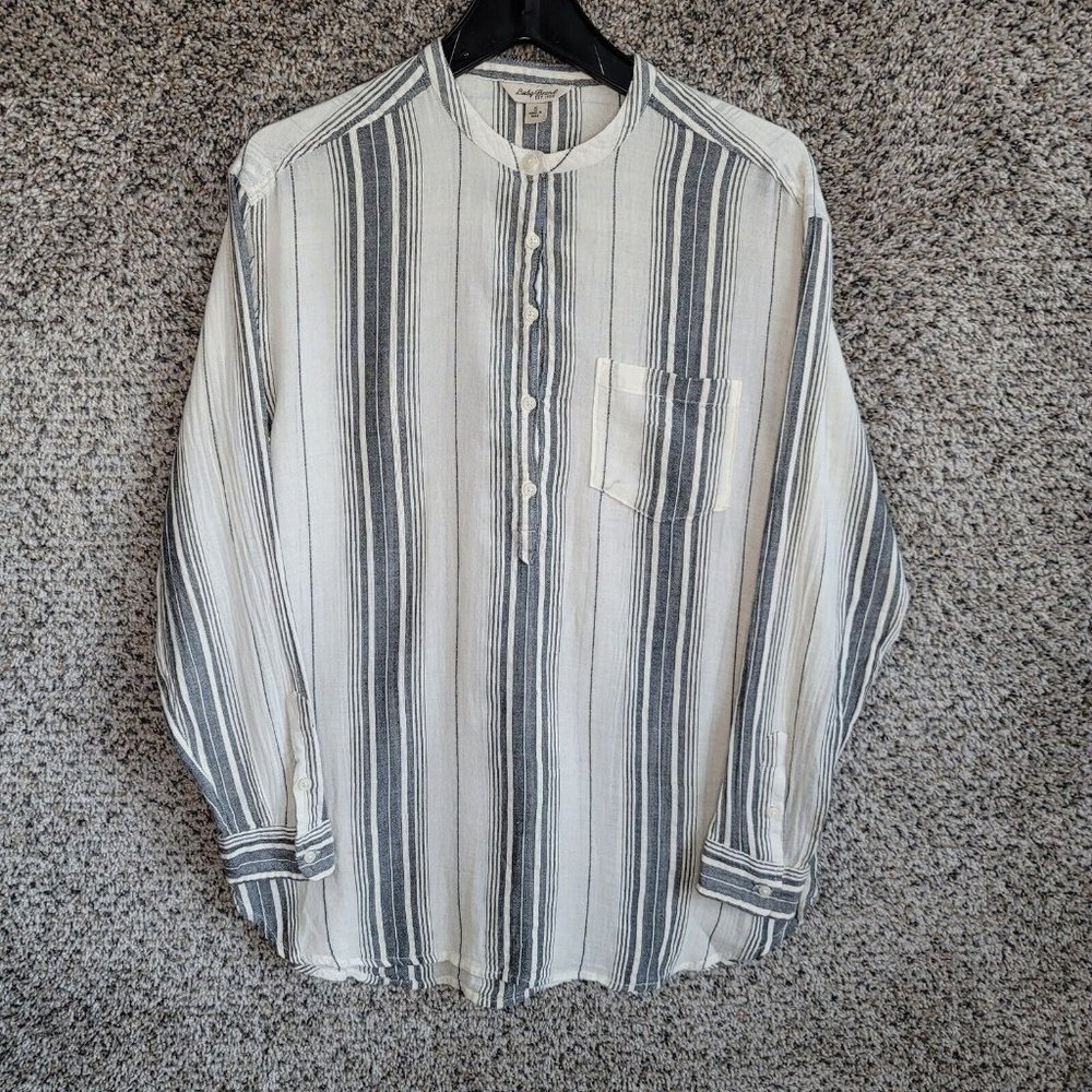 Lucky Brand Top Womens Small Striped Oversized Popover Lightweight Casual
